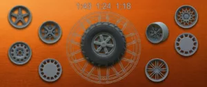 4 roues de camions 1 43 3D Creative diamètre 25 mm