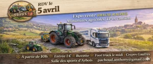 affiche Les Minis 3.0 à Arbois avec miniatures agricoles et camion