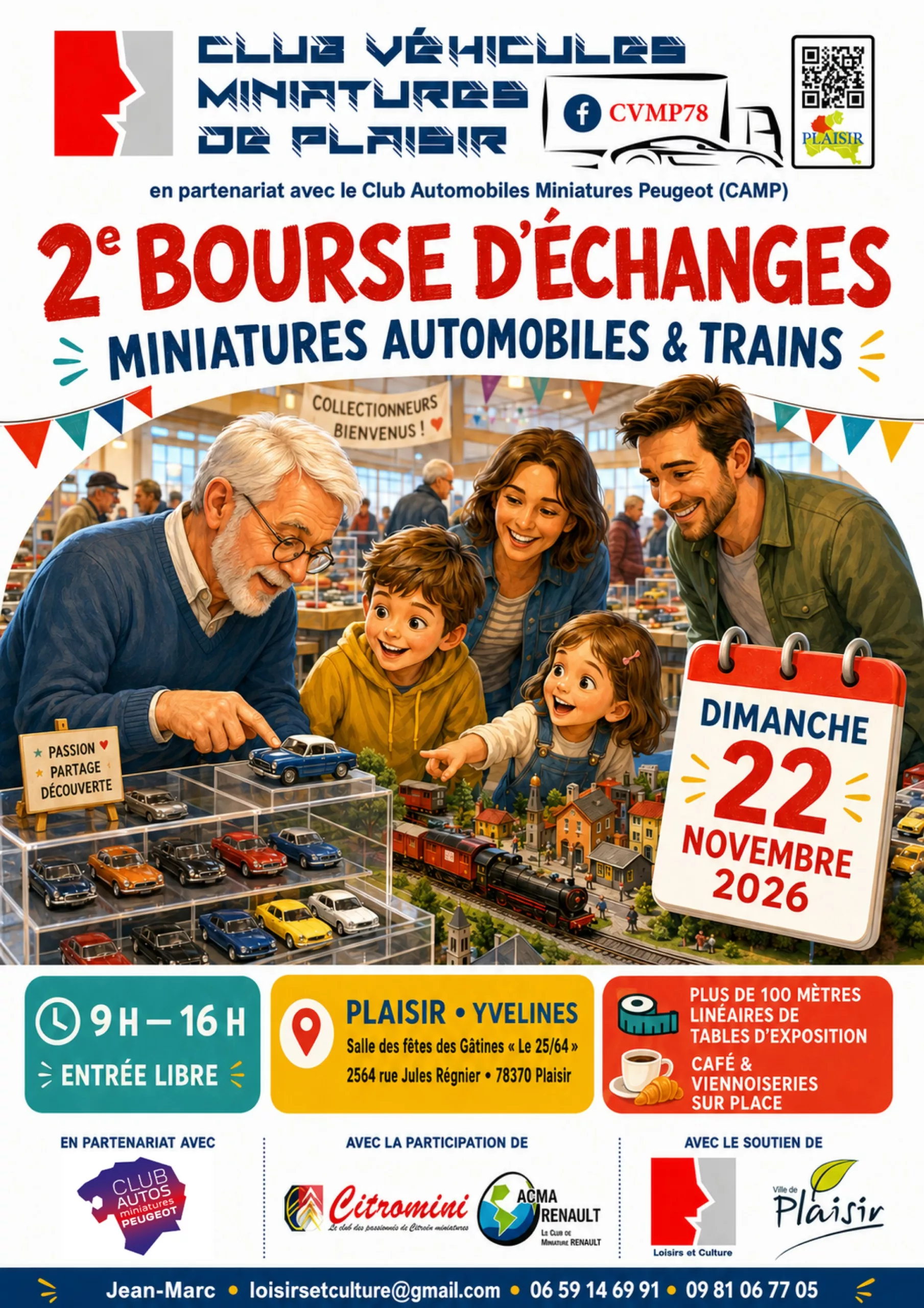 Affiche de la Bourse miniatures Plaisir 2026 organisée par le CVMP78