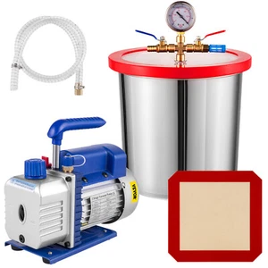 VEVOR Pompe à Vide 3CFM avec Chambre sous Vide 12L Climatisation Auto 85 L/min